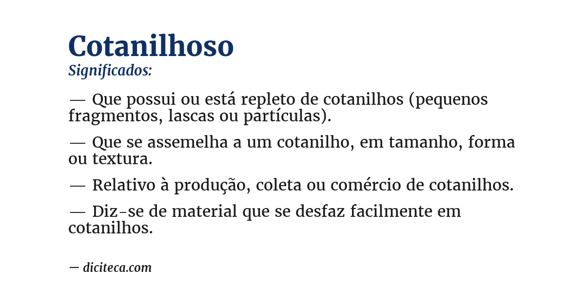 Significado de cotanilhoso
