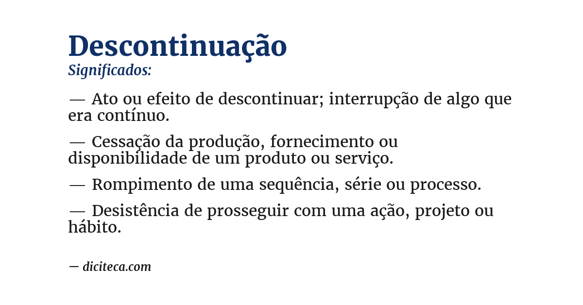 Significado de descontinuação