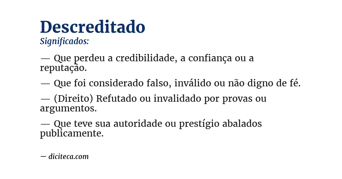 Significado de descreditado