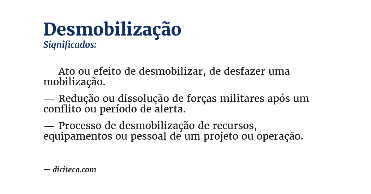 Significado de desmobilização