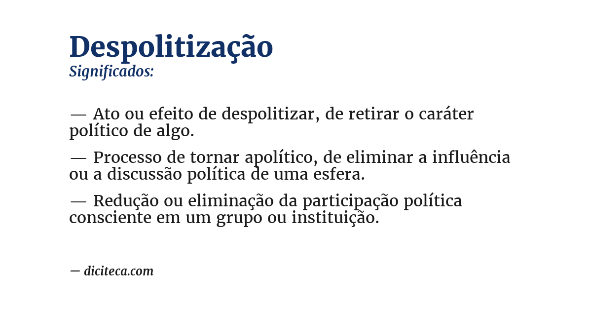 Significado de despolitização