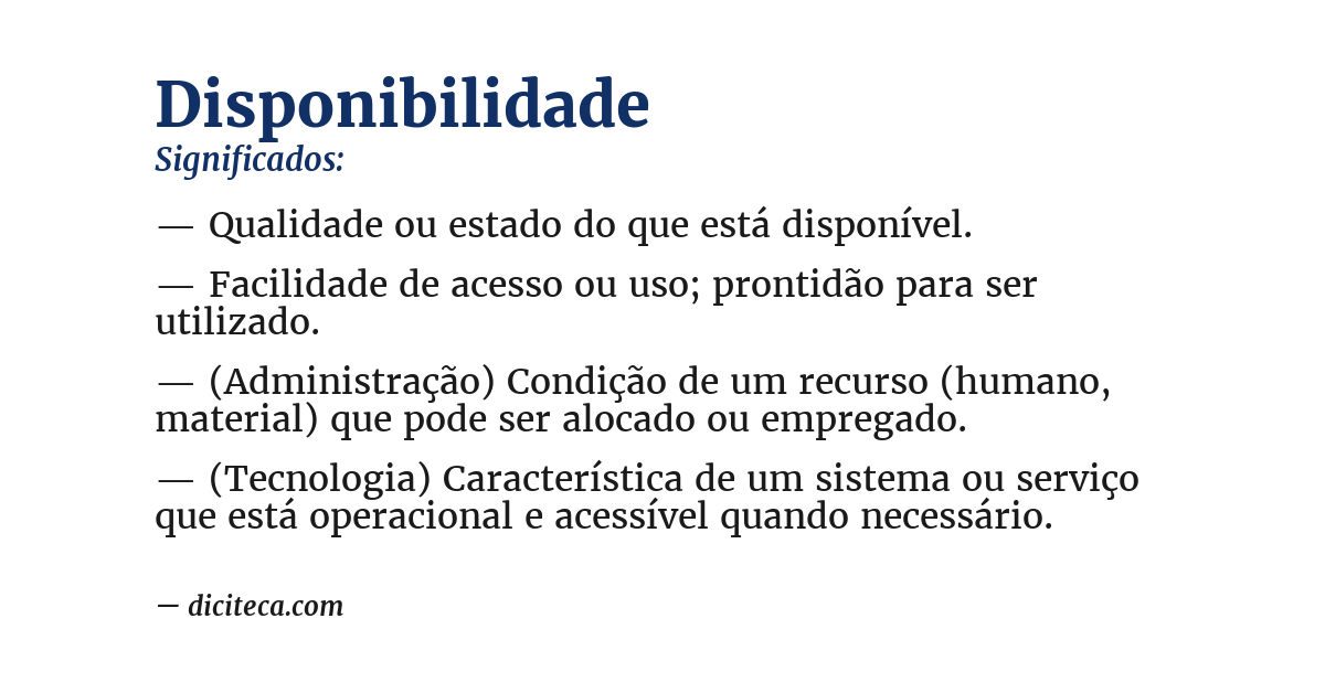 Significado de disponibilidade
