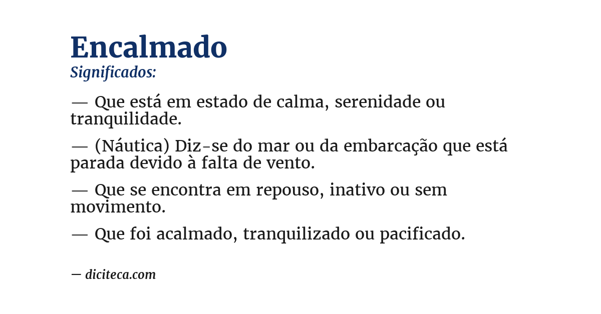 Significado de encalmado
