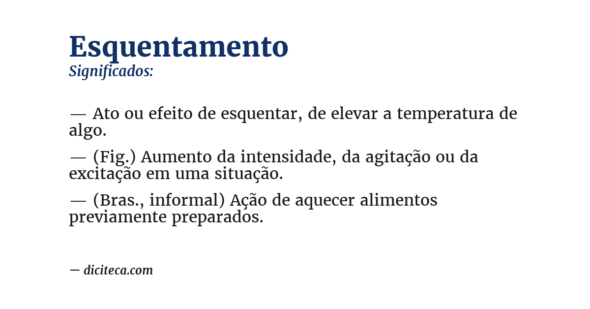 Significado de esquentamento