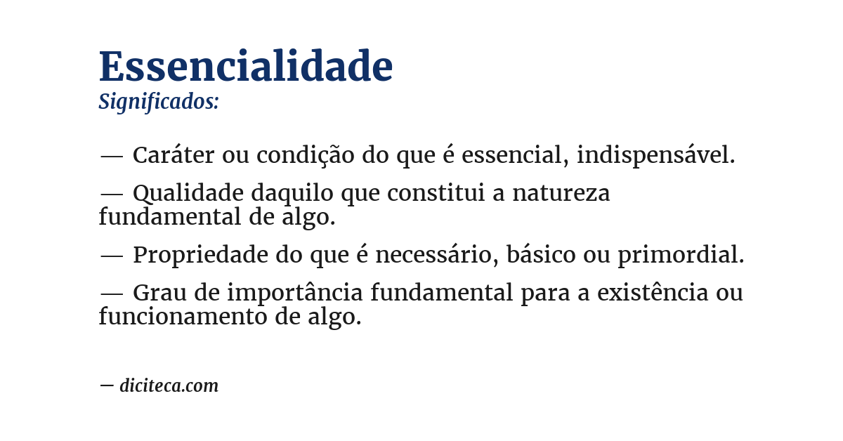 Significado de essencialidade