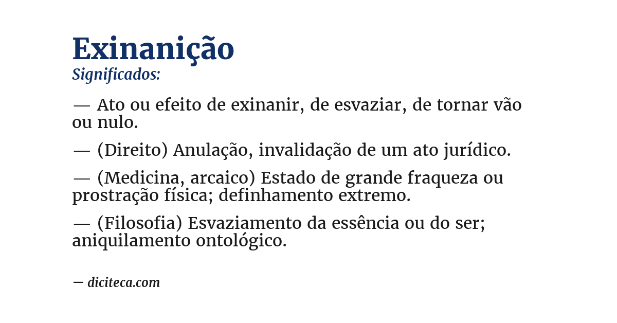 Significado de exinanição