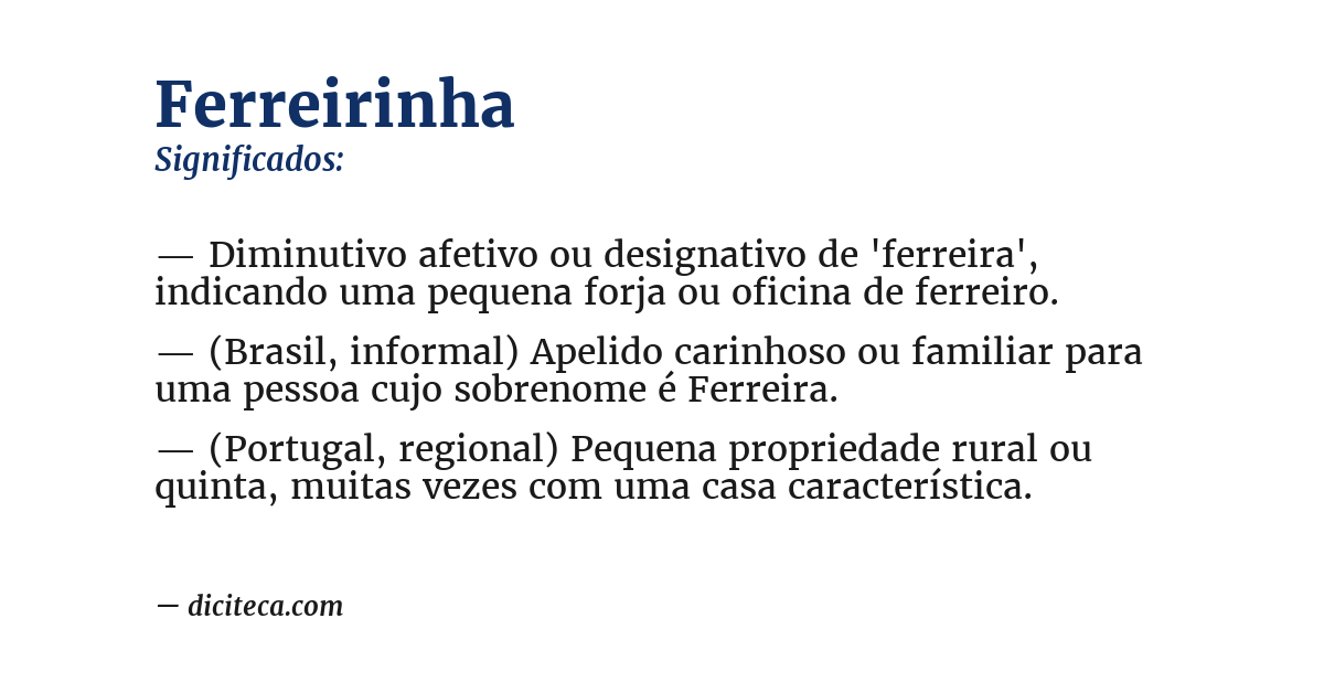 Significado de ferreirinha