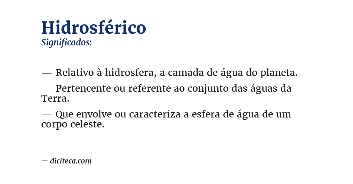 Significado de hidrosférico