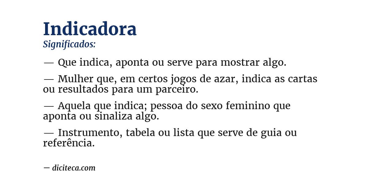 Significado de indicadora