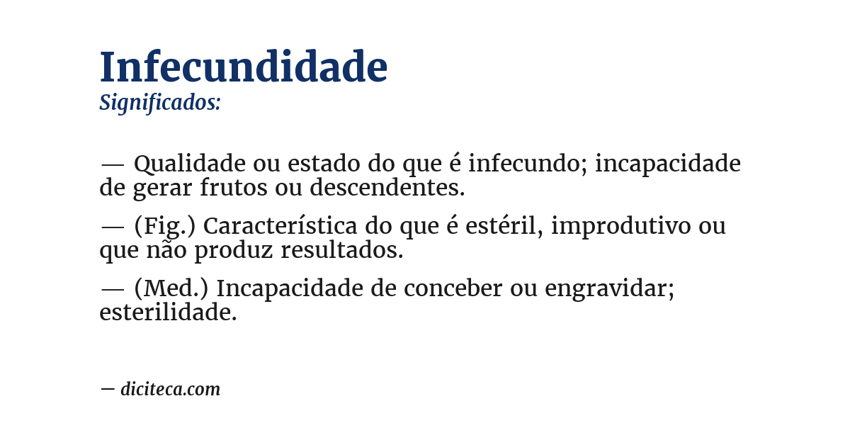 Significado de infecundidade