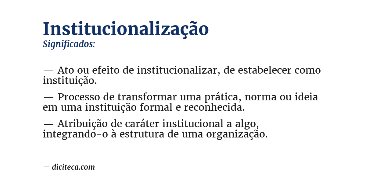 Significado de institucionalização
