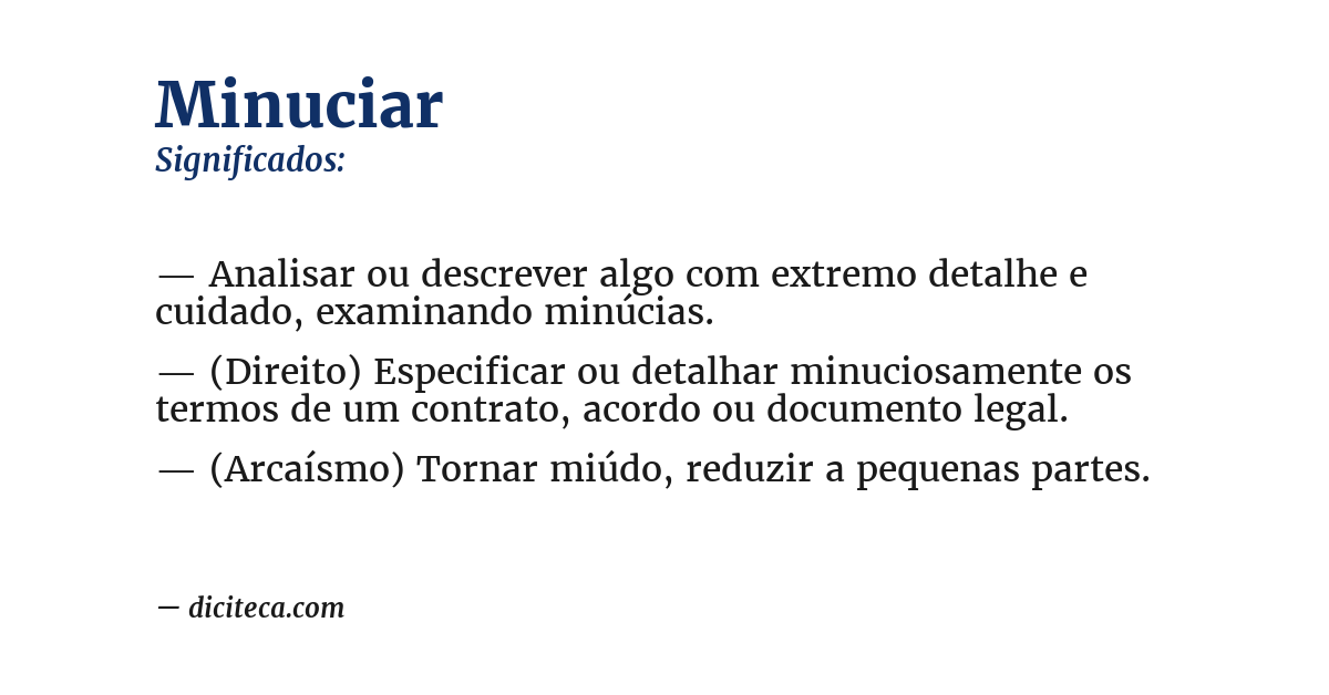 Significado de minuciar