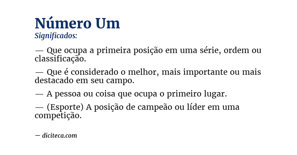 Significado de número um