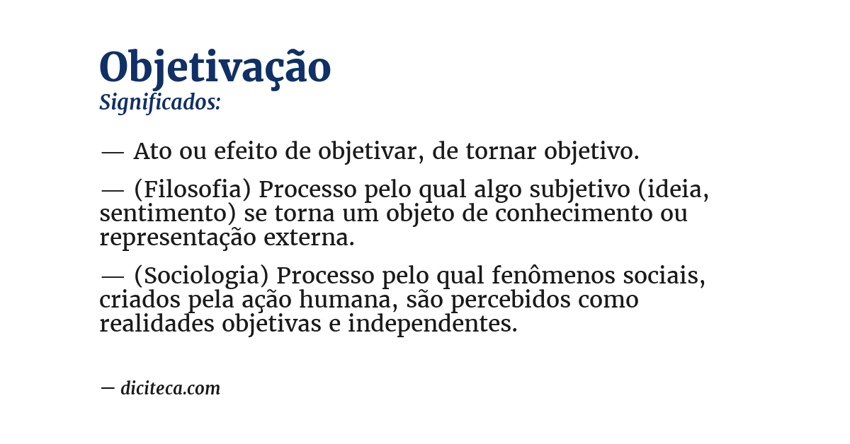 Significado de objetivação