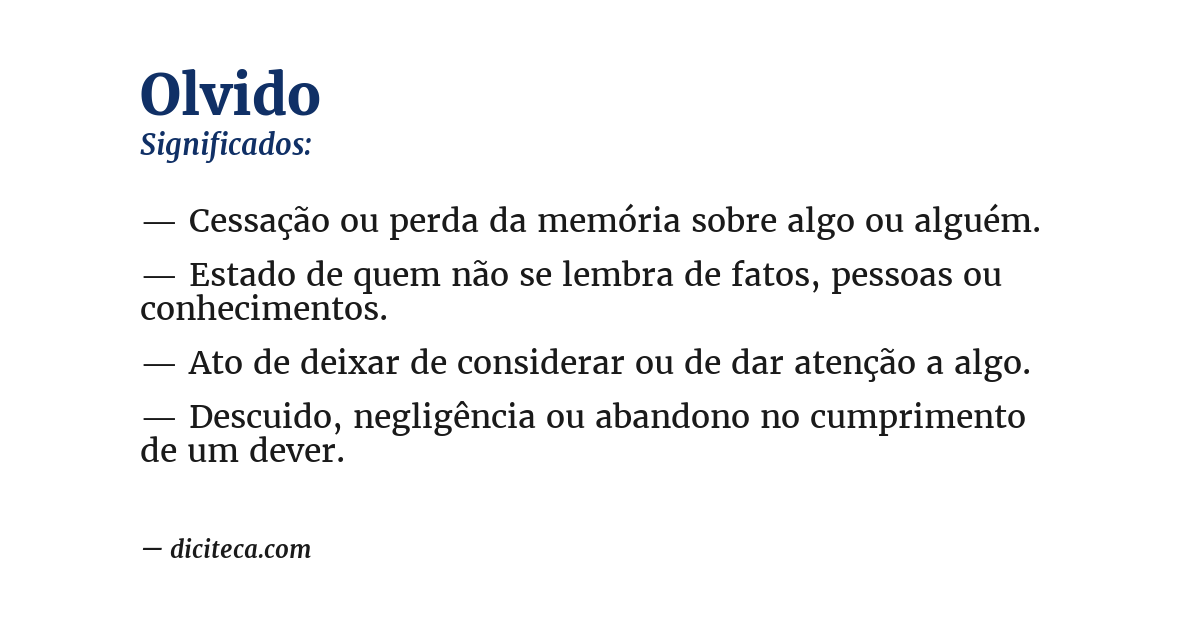 Significado de olvido