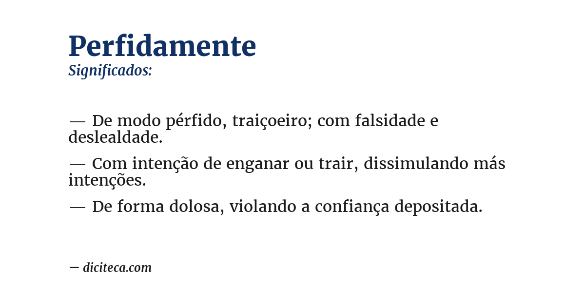 Significado de perfidamente