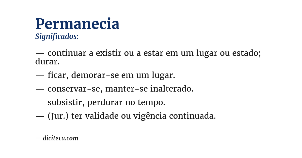 Significado de permanecia