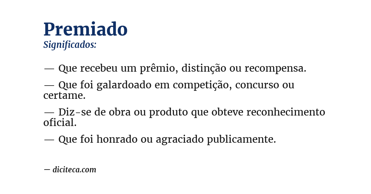 Significado de premiado