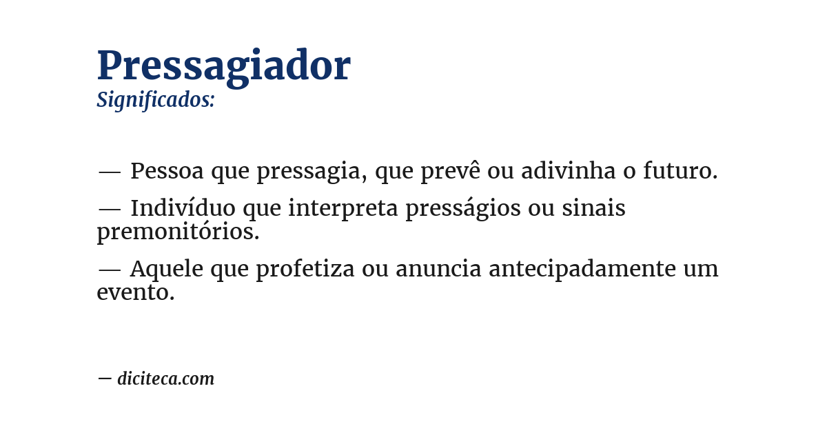 Significado de pressagiador