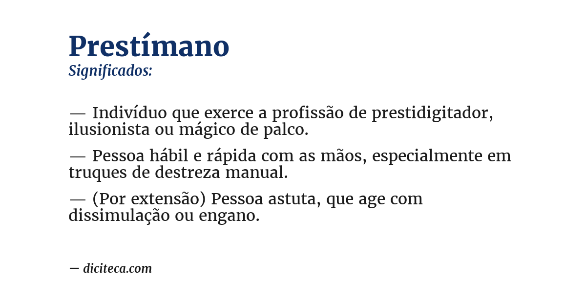 Significado de prestímano