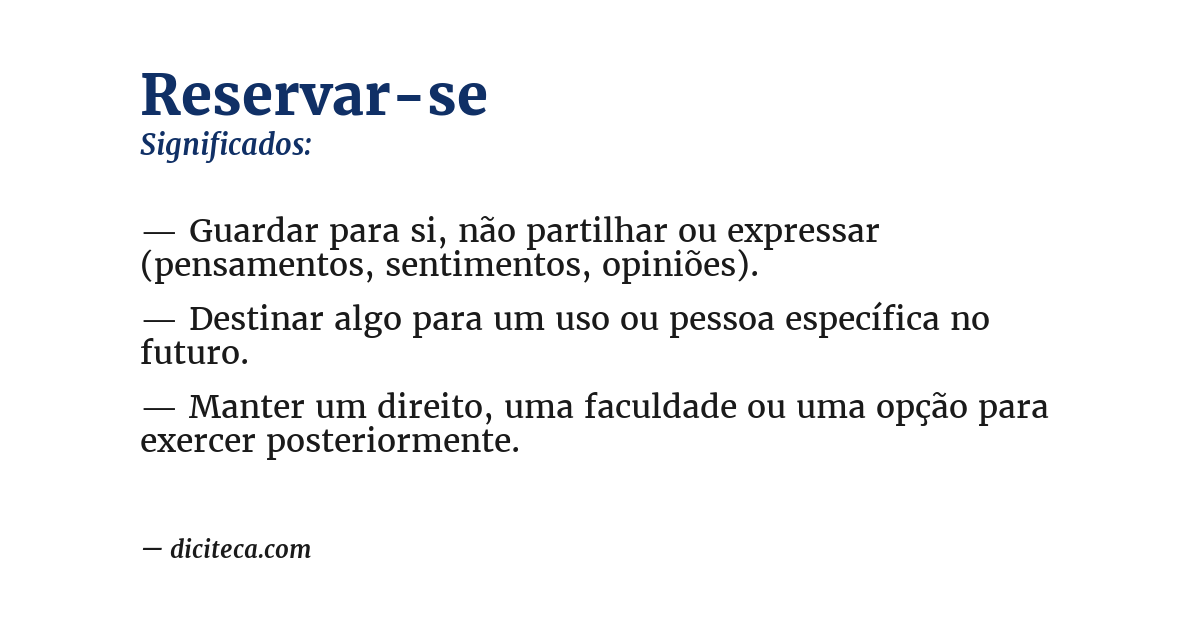 Significado de reservar-se