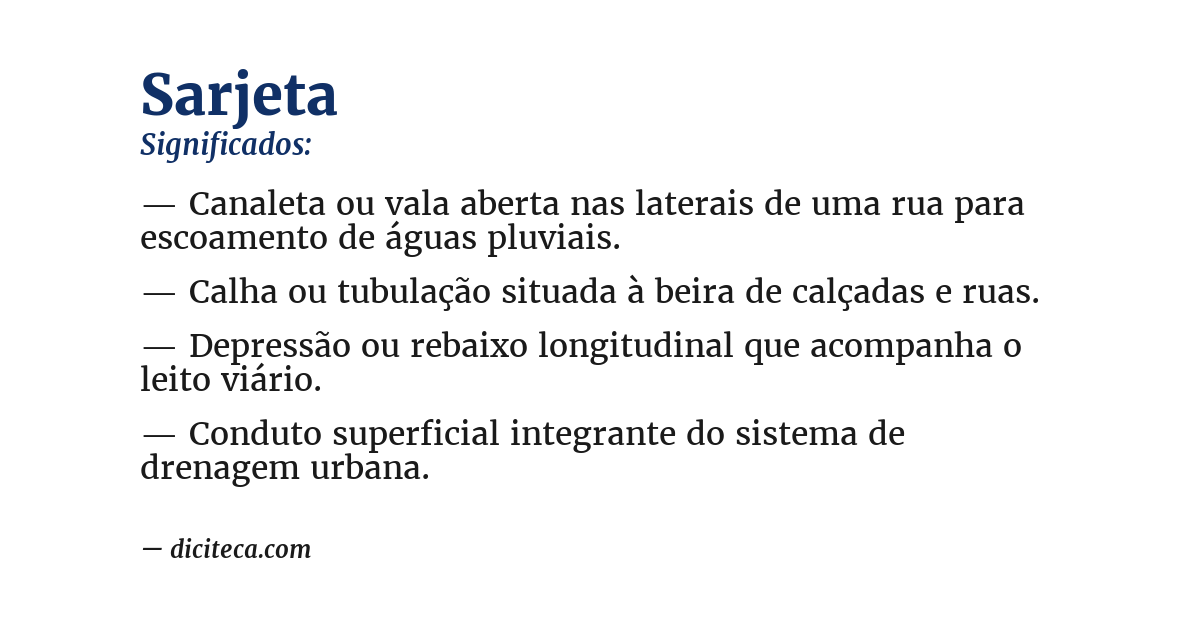 Significado de sarjeta