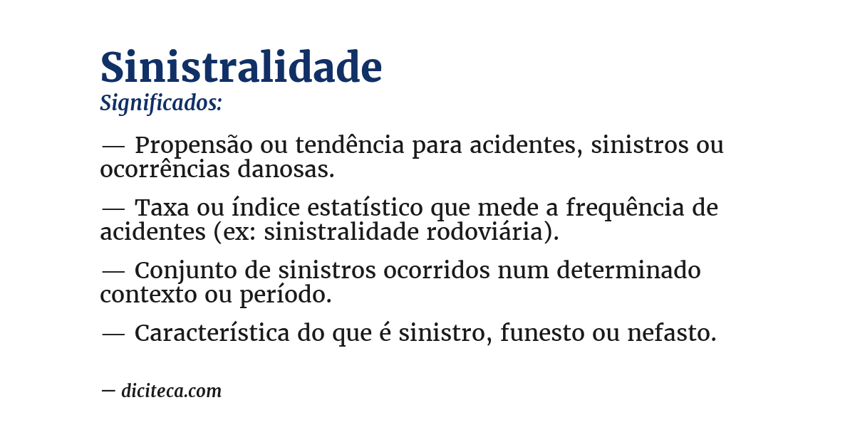 Significado de sinistralidade