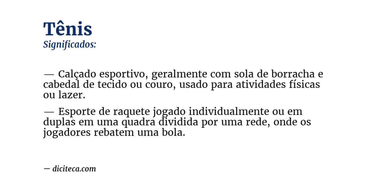 Significado de tênis
