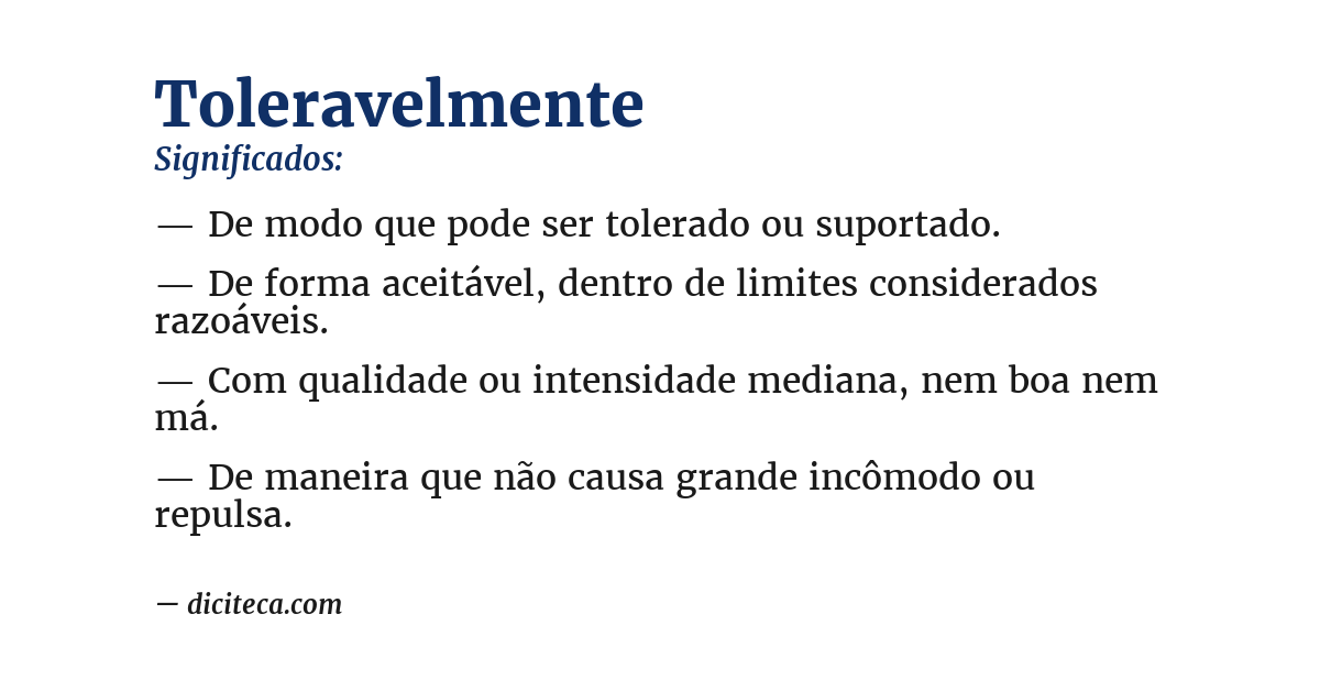 Significado de toleravelmente