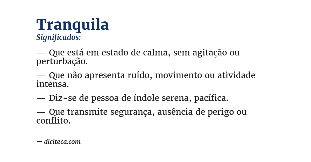 Significado de tranquila