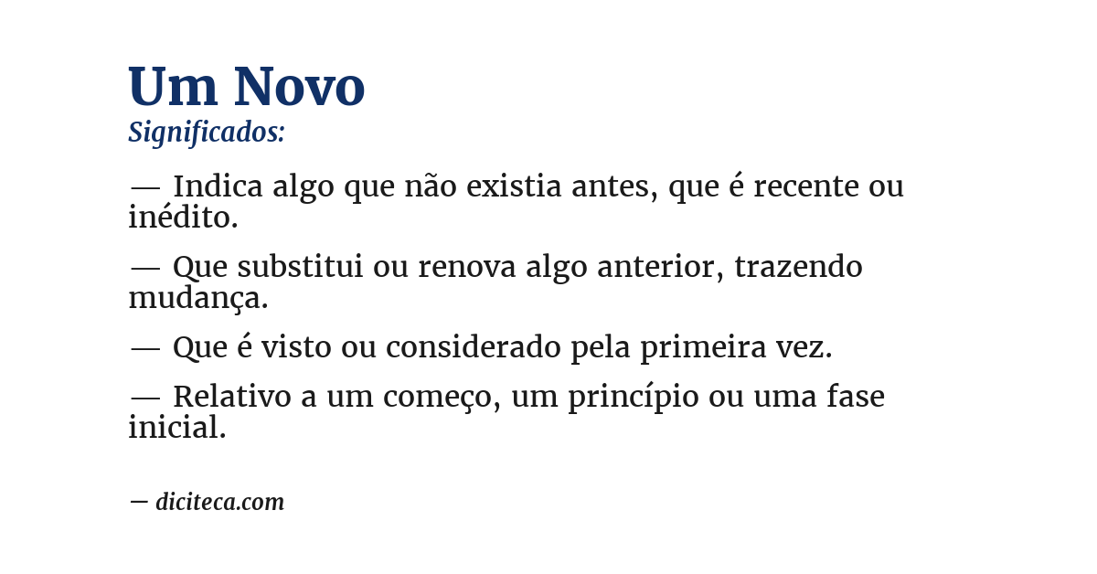 Significado de um novo