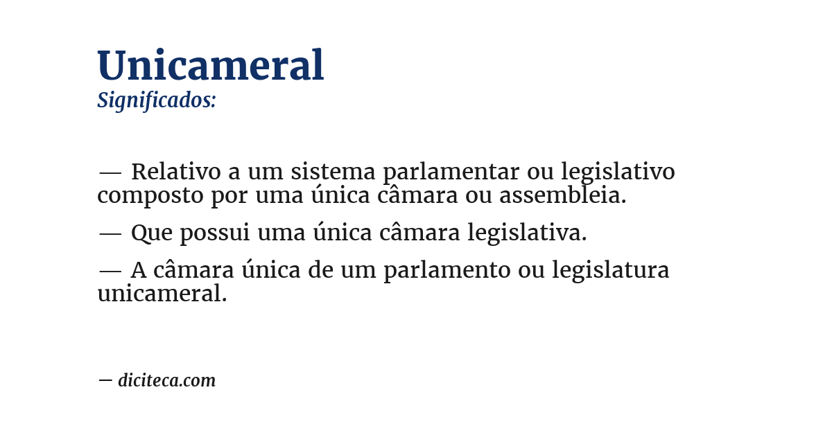 Significado de unicameral