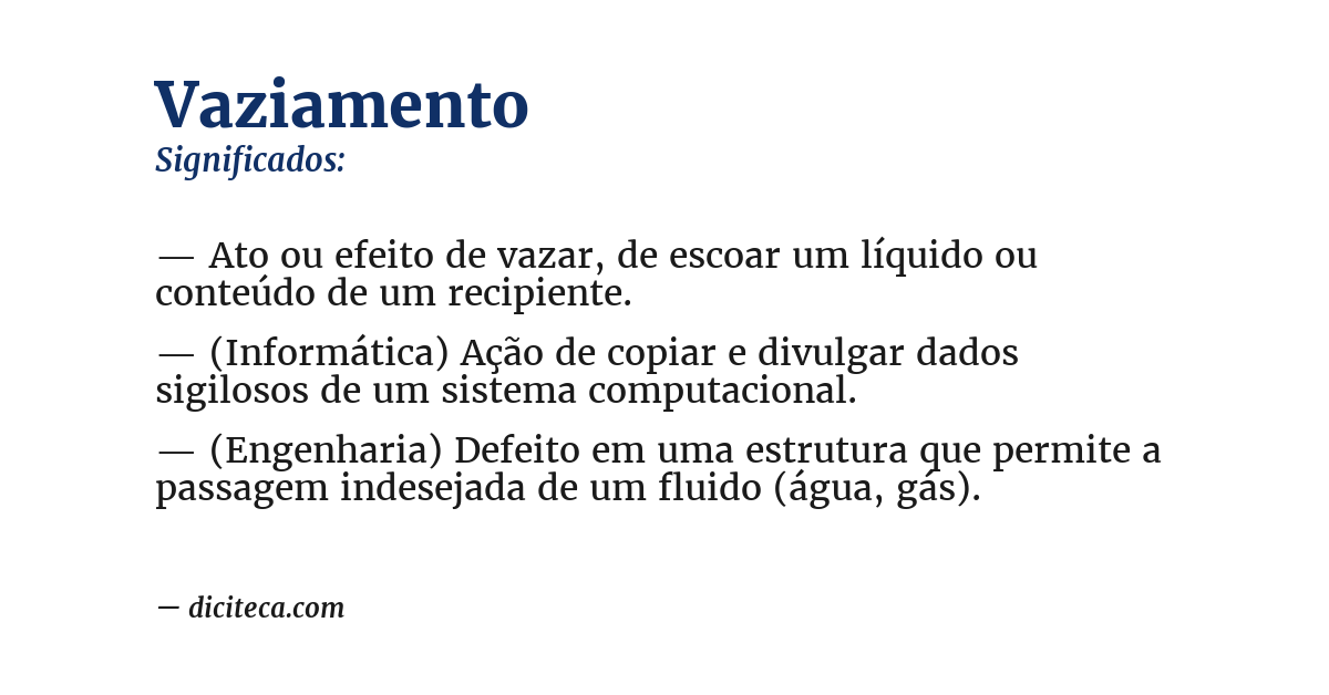 Significado de vaziamento