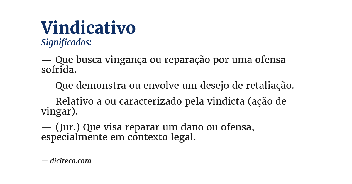 Significado de vindicativo