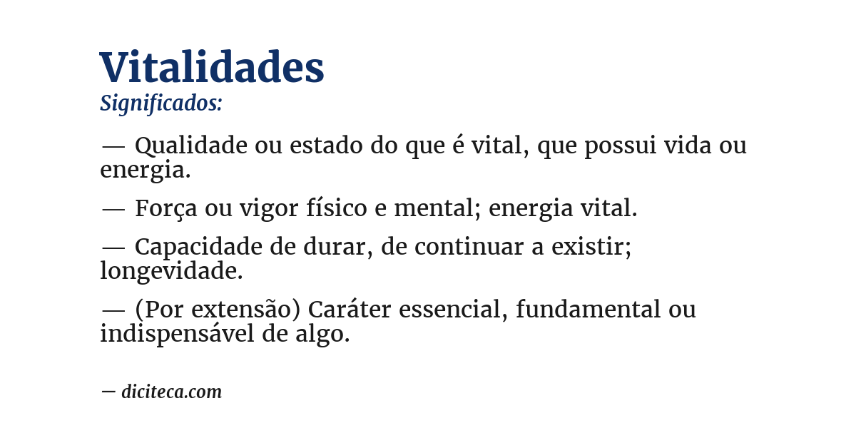 Significado de vitalidades