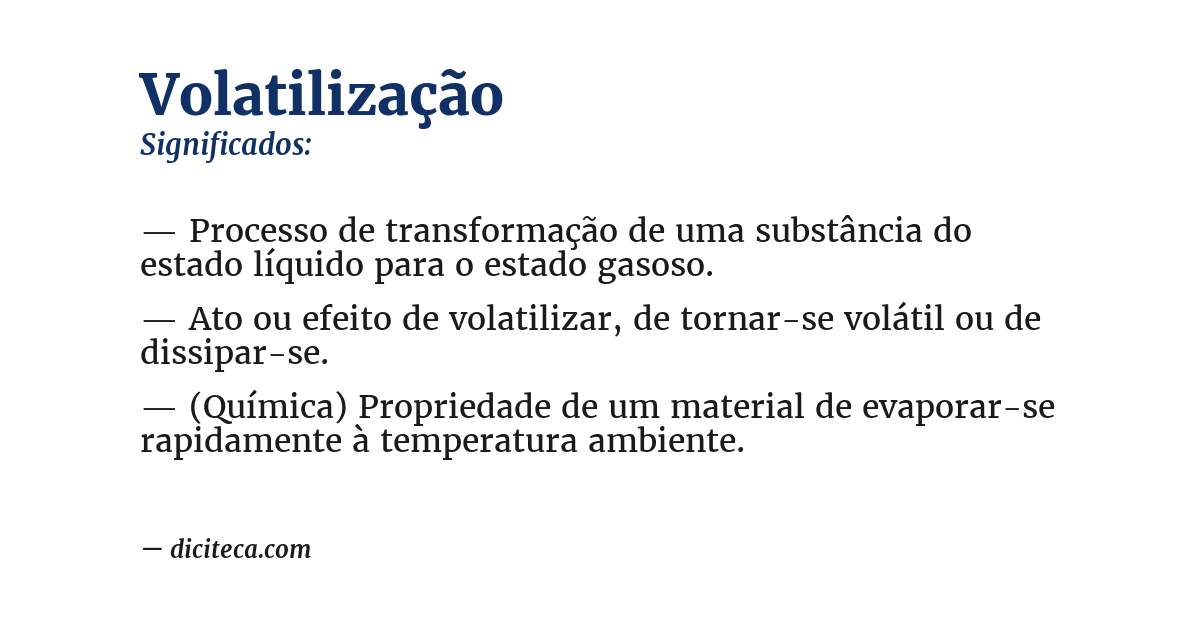 Significado de volatilização
