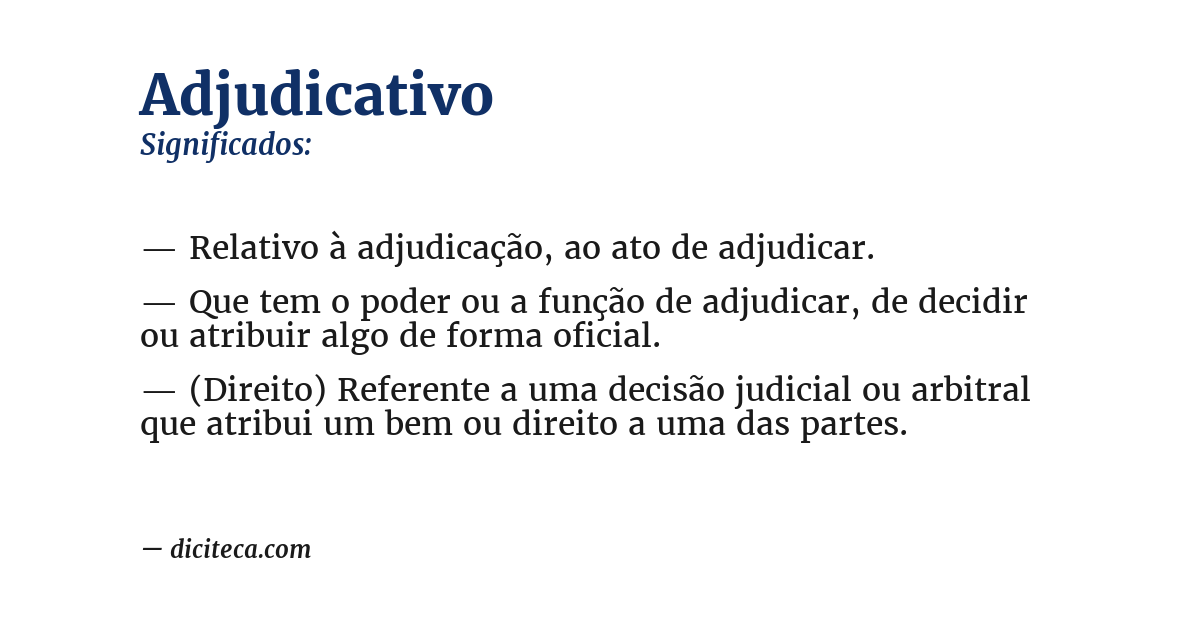 Significado de adjudicativo
