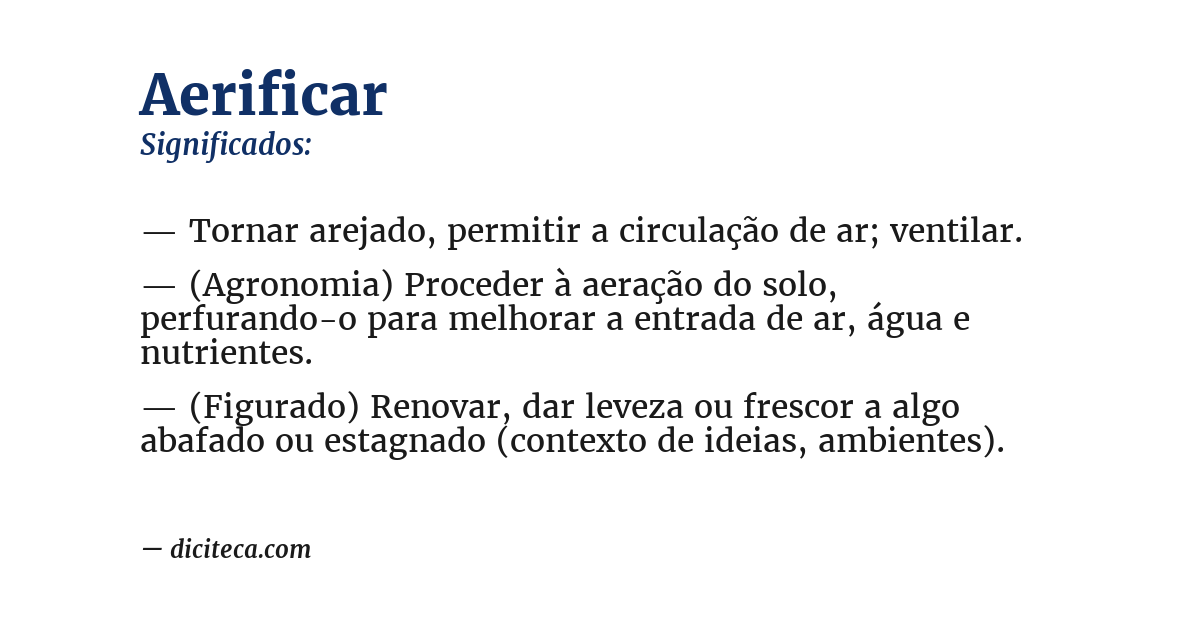 Significado de aerificar
