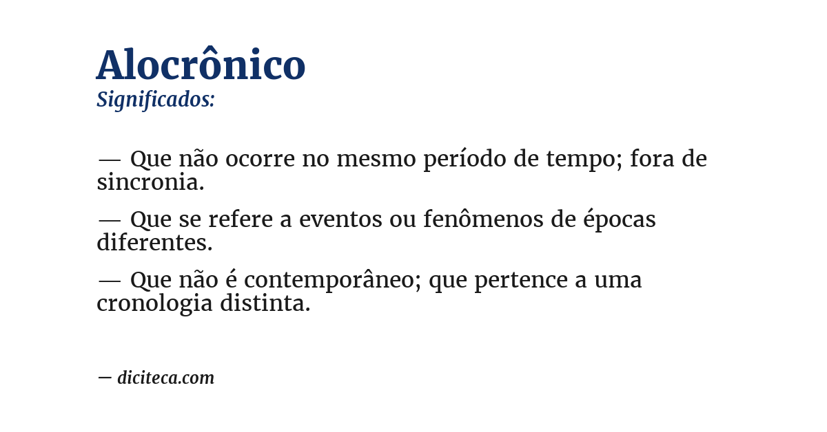 Significado de alocrônico