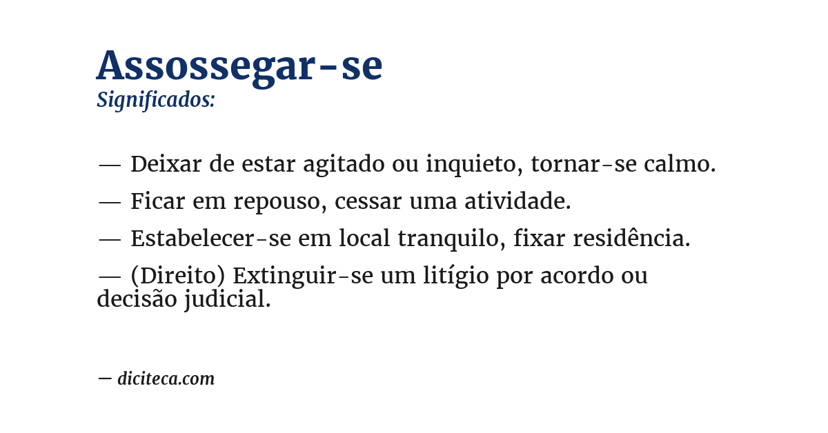 Significado de assossegar-se