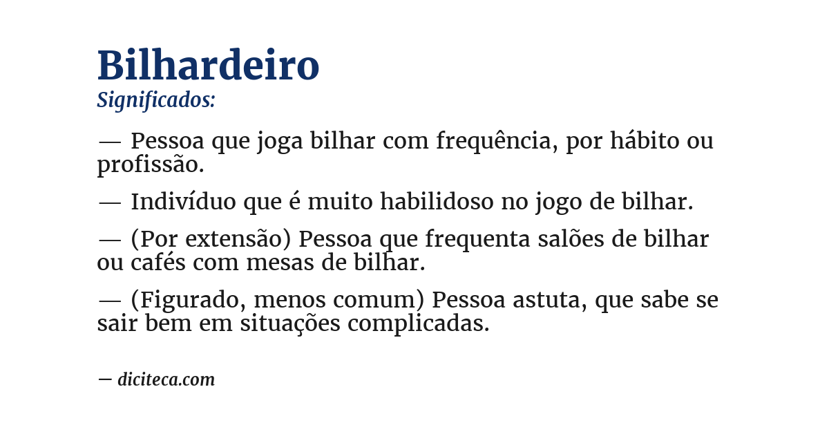 Significado de bilhardeiro