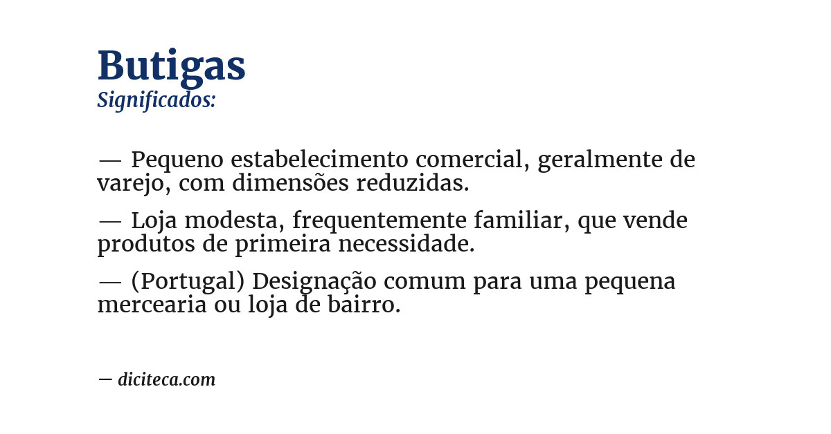 Significado de butigas