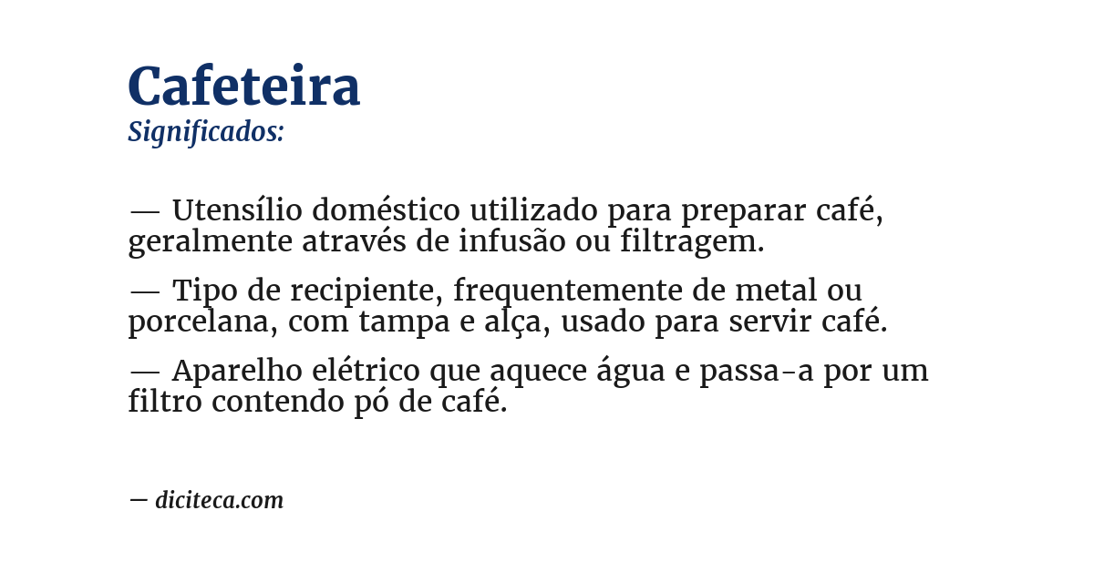 Significado de cafeteira