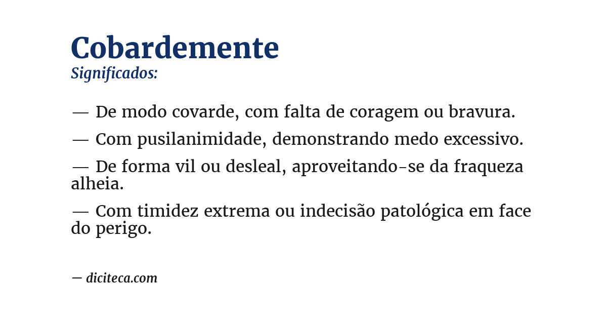 Significado de cobardemente