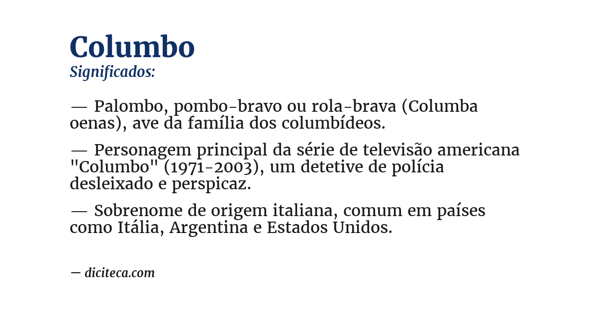Significado de columbo