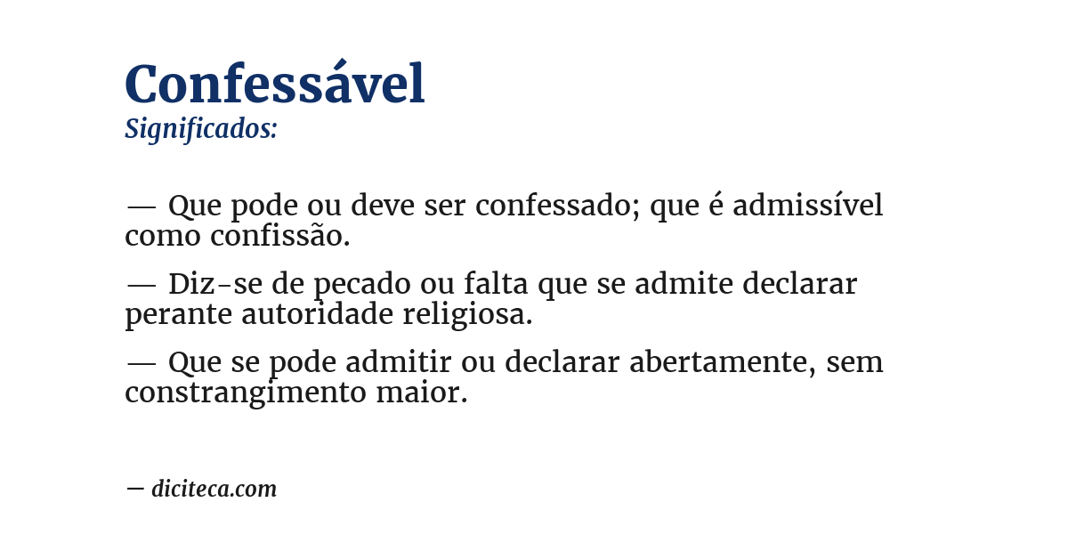 Significado de confessável