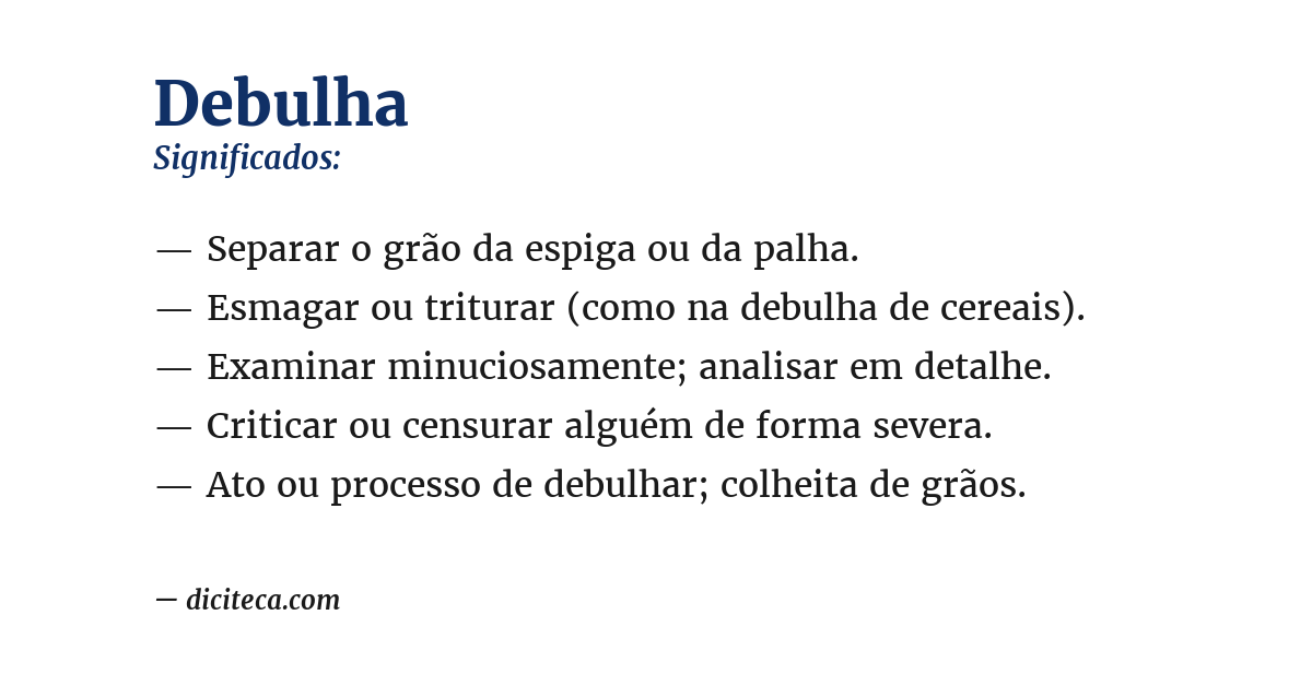 Significado de debulha
