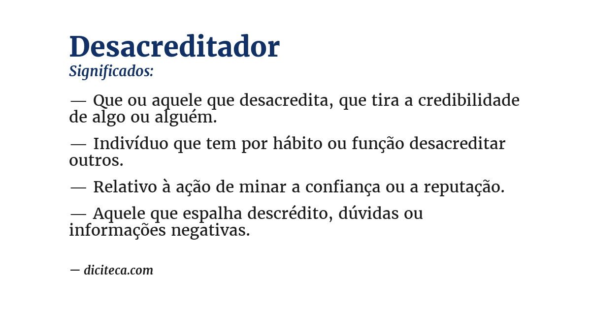 Significado de desacreditador