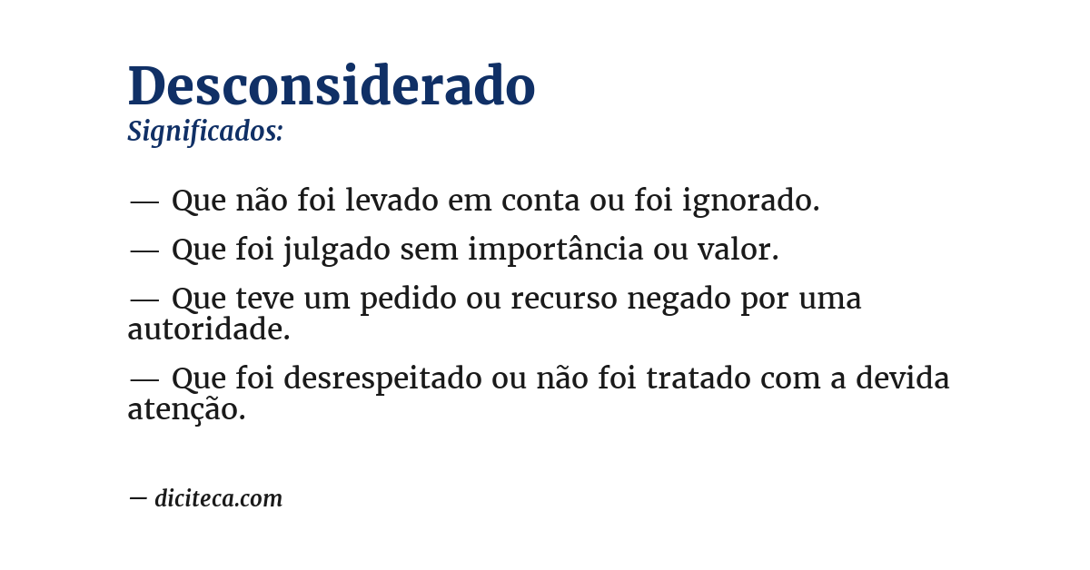 Significado de desconsiderado