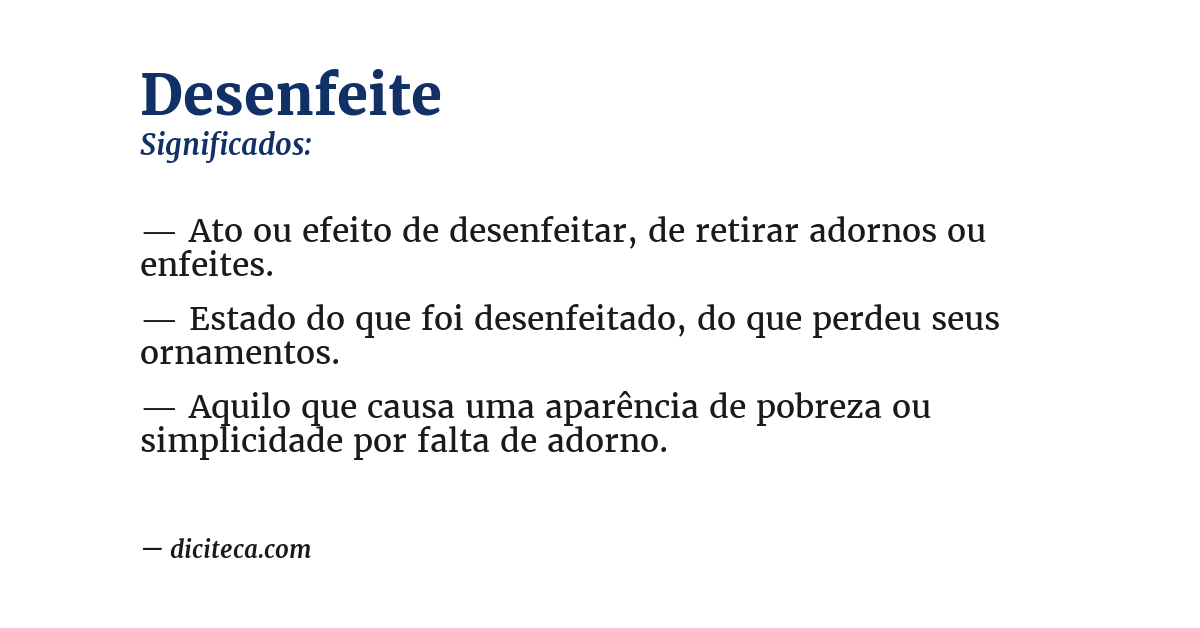 Significado de desenfeite